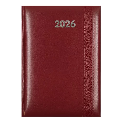 Határidőnapló ALISCA Rebel varrott B/5 napi fehér lapos bordó 2026.