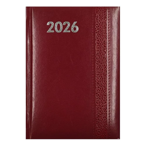 Határidőnapló ALISCA Rebel varrott B/6 napi fehér lapos bordó 2026.