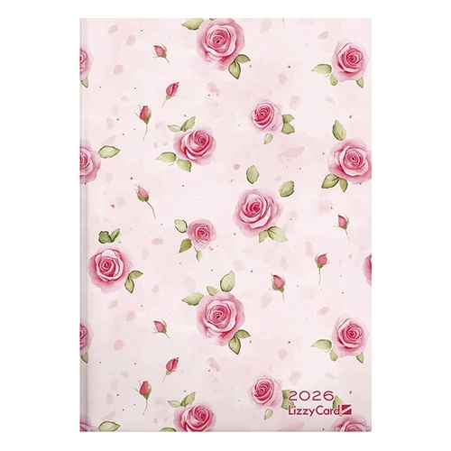 Határidőnapló LIZZY CARD B/6 heti keménytáblás Pink roses 2026.