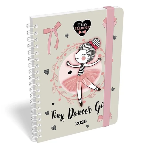 Határidőnapló LIZZY CARD B/6 heti spirálozott gumis Tiny dancer lovely ballerina 2026.
