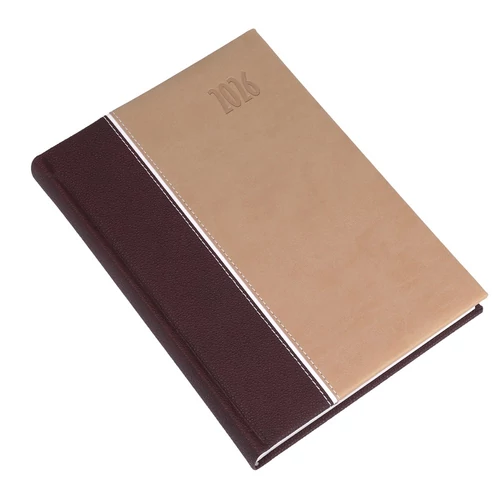 Határidőnapló REALSYSTEM Kensington A/5 napi fehér lapos barna 2026.