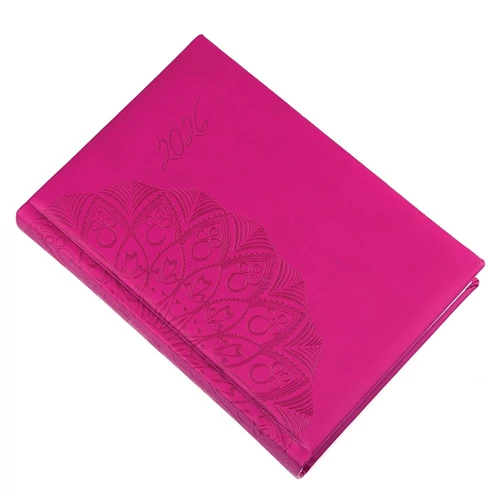 Határidőnapló REALSYSTEM Librobello B/6 napi fehér lapos pink 2026.