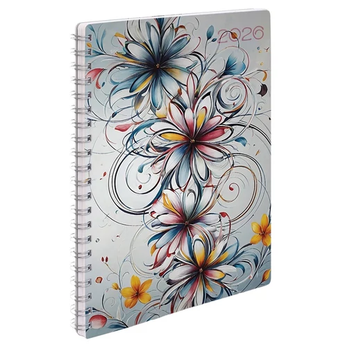 Határidőnapló REALSYSTEM SP1 spirál A/5 heti fehér lapos absztrakt 2026.