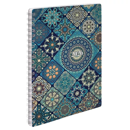 Határidőnapló REALSYSTEM SP1 spirál A/5 heti fehér lapos mozaik 2026.