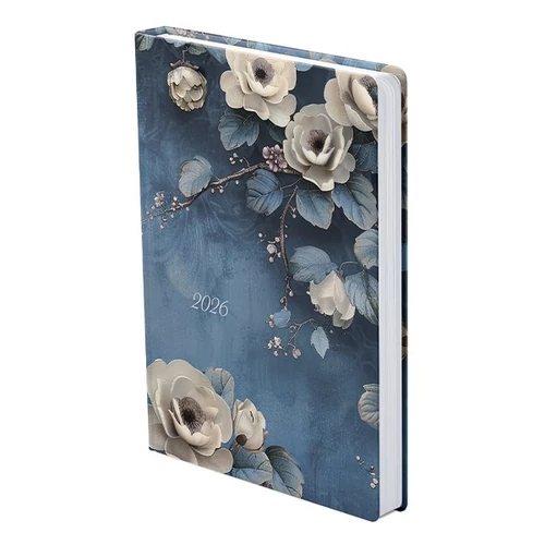 Határidőnapló TOPTIMER Joy J022 B/6 napi fehér lapos Fehér rózsa  Metalizált ezüst 2026