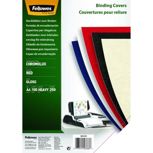 Hátlap FELLOWES Chromolux A/4 250 g fényes piros 100/csom