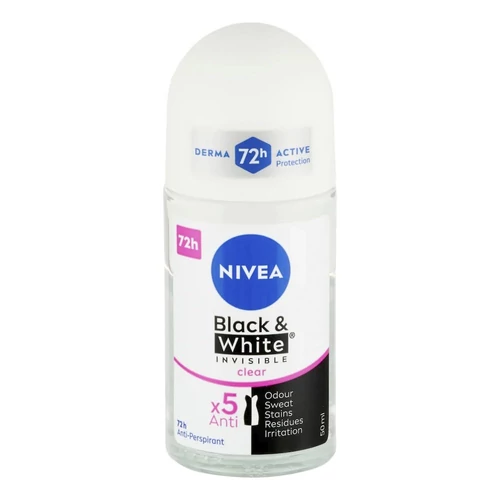 Izzadásgátló roll NIVEA B&W invisible clear 50 ml