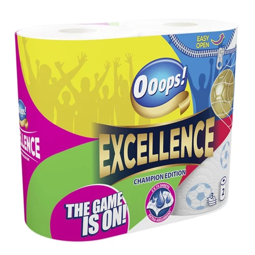 Kéztörlő tekercses háztartási OOOPS! Excellence 2 tekercses 3 rétegű Champion Edition