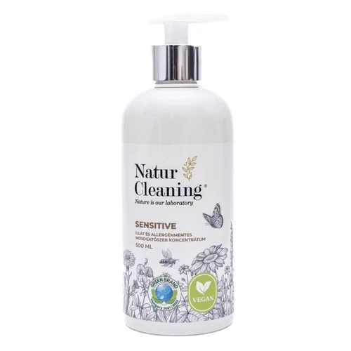 Mosogatószer NATURCLEANING pumpás koncentrátum sensitive illat,-és allergénmentes 500 ml