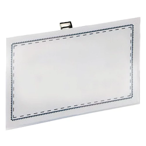 Névjegykitűző tűs csiptetős YANDA 54x90mm kemény 50 darabos