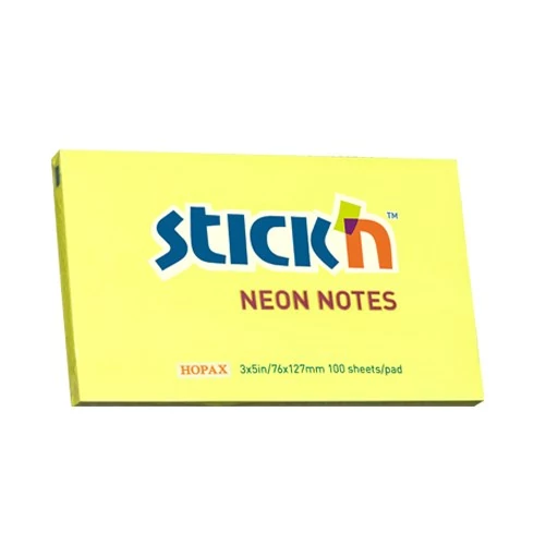 Öntapadós jegyzettömb STICK`N 76x127mm sárga 100 lap
