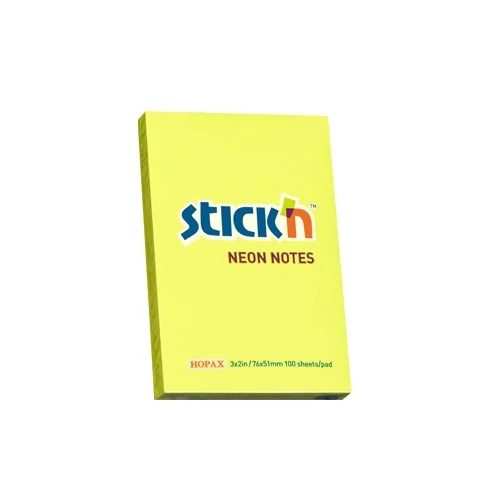 Öntapadós jegyzettömb STICK`N 76x51mm sárga 100 lap