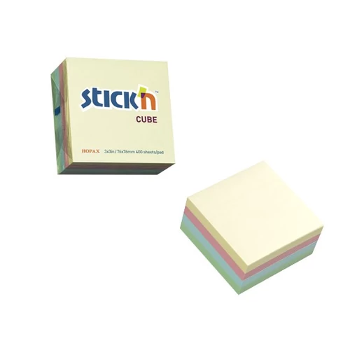 Öntapadós jegyzettömb STICK`N 76x76mm pasztell mix 400 lap