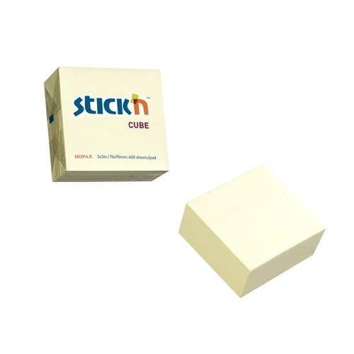 Öntapadós jegyzettömb STICK`N 76x76mm pasztell sárga 400 lap