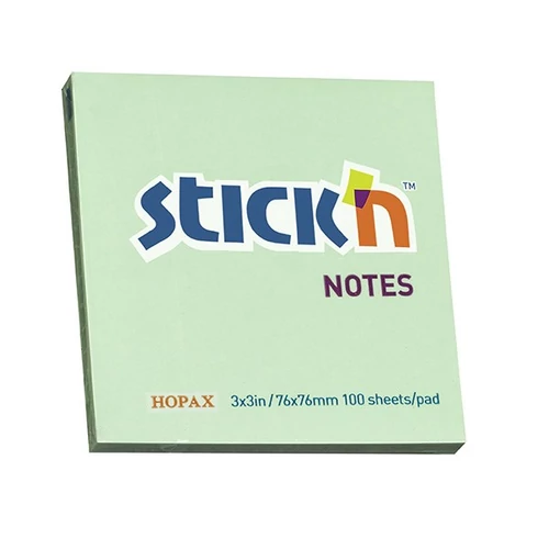 Öntapadós jegyzettömb STICK`N 76x76mm pasztell zöld 100 lap