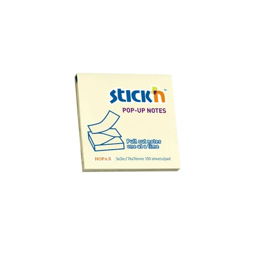 Öntapadós jegyzettömb STICK`N 76x76mm z-hajtott sárga 100 lap