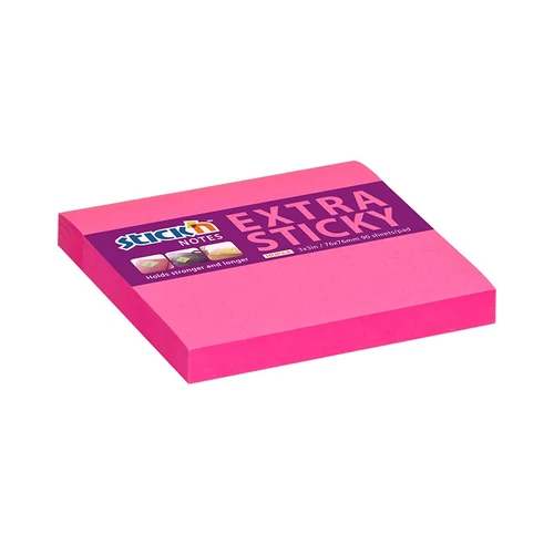 Öntapadós jegyzettömb STICK`N extra erős 76x76mm neon rózsaszín 90 lap