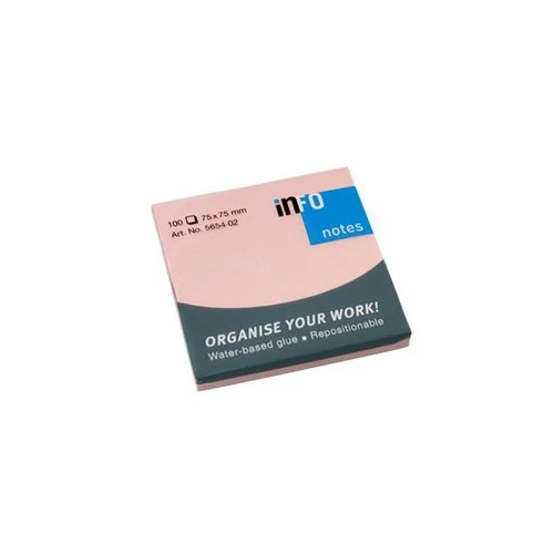 Öntapadós jegyzettömb GLOBAL Notes 5654-02 75x75mm pasztell pink 100 lapos