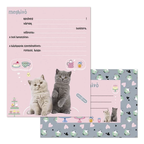Partimeghívó ARS UNA 10 ív+10 db boríték Cute Animals-Tea Party