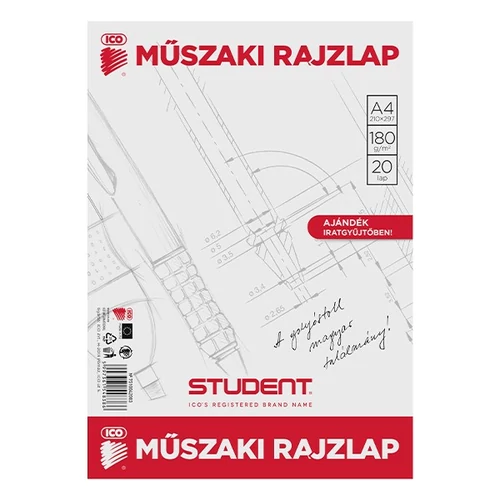 Rajzlap műszaki ICO Student A/4 20 íves