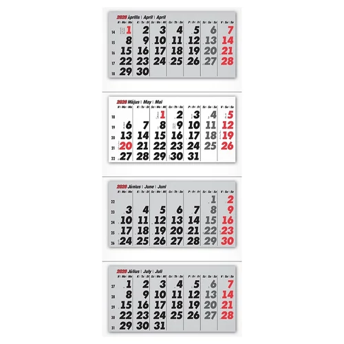 Speditőr naptár REALSYSTEM 4 tömbös 4 havi üres fejrész 2026.