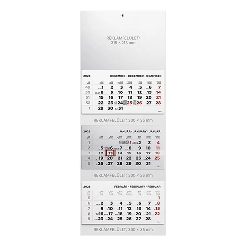 Speditőr naptár TOPTIMER T070 3 tömbös 3 havi üres fejrész 2026.