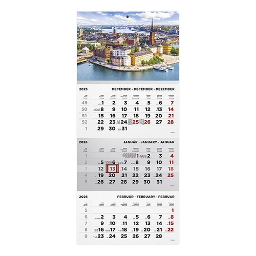 Speditőr naptár TOPTIMER T072 1 tömbös 3 havi Város 2026.