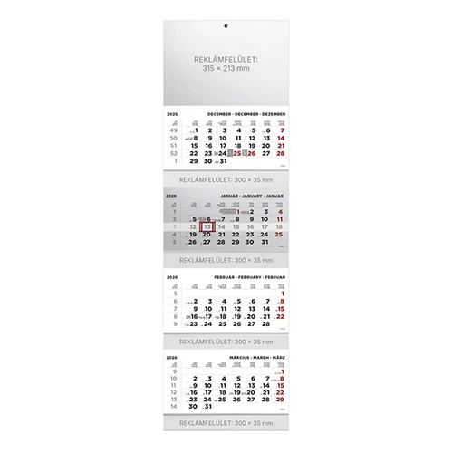 Speditőr naptár TOPTIMER T073 4 tömbös 4 havi üres fejrész 2026.