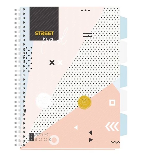 Spirálfüzet vonalas STREET Pad A/4 100 lapos regiszteres színes mintás