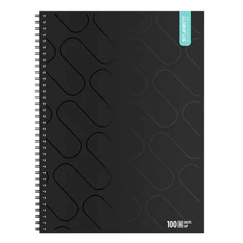 Spirálfüzet kockás ICO Student Black Prémium A/4 100 lapos