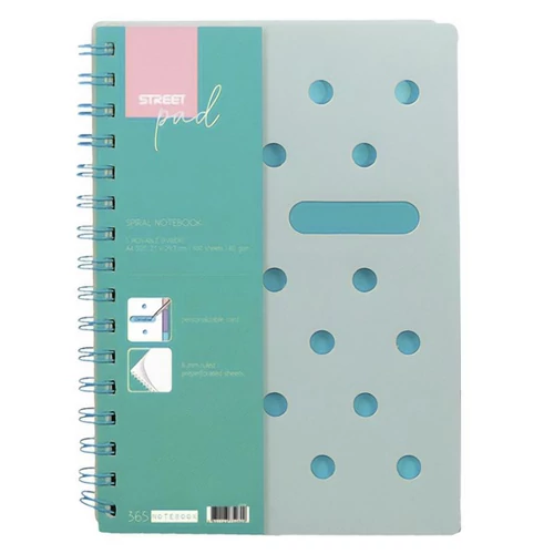 Spirálfüzet kockás STREET Pad A/4 100 lapos pasztell zöld