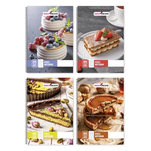 Spirálfüzet sima Sweet Dreams A/4 70 lapos vegyes minták