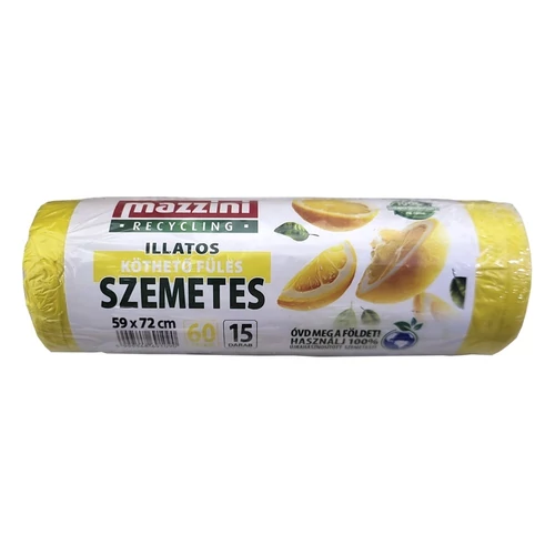 Szemeteszsák MAZZINI 60L illatosított citrusos húzófüles 59x72 cm 15 darabos