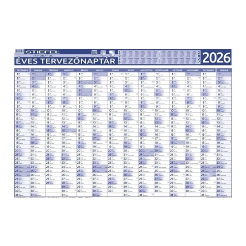 Tervezőnaptár STIEFEL 2026  70x100 cm 2 oldalas éves 14 havi