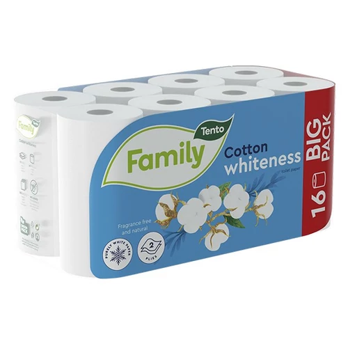 Toalettpapír TENTO Family cotton white fehér 16 tekercses 2 rétegű