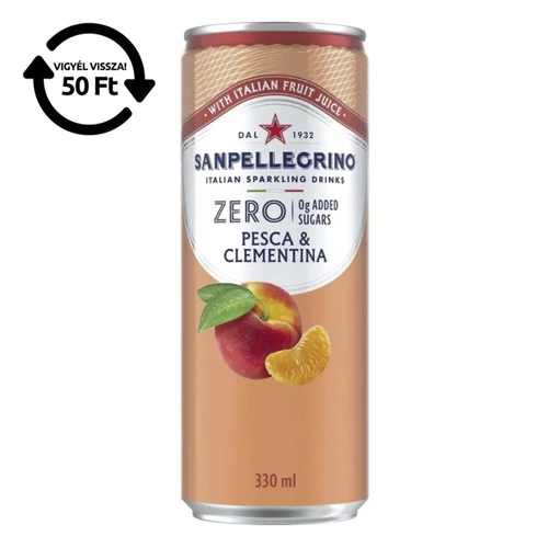 Üdítőital szénsavas SAN PELLEGRINO Zero Pesca&Clementina barack és mandarin 0,33L DRS