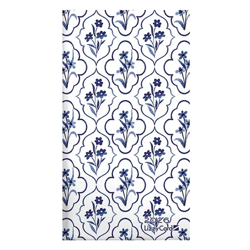 Zsebnaptár LIZZY CARD fekvő keménytáblás Flowers pattern 2026.