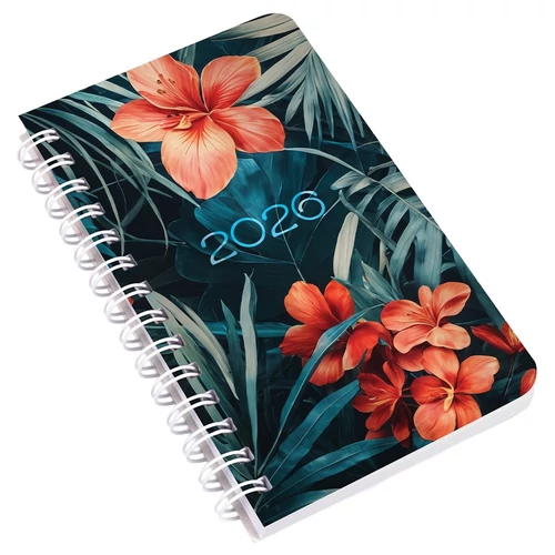 Zsebnaptár REALSYSTEM SP3 spirál mini 78x128mm heti fehér lapos tropical 2026.