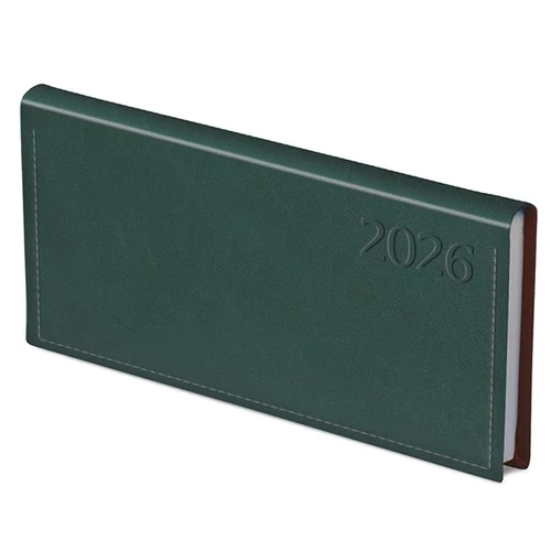 Zsebnaptár TOPTIMER Traditional T030 fekvő fehér lapos zöld 2026.